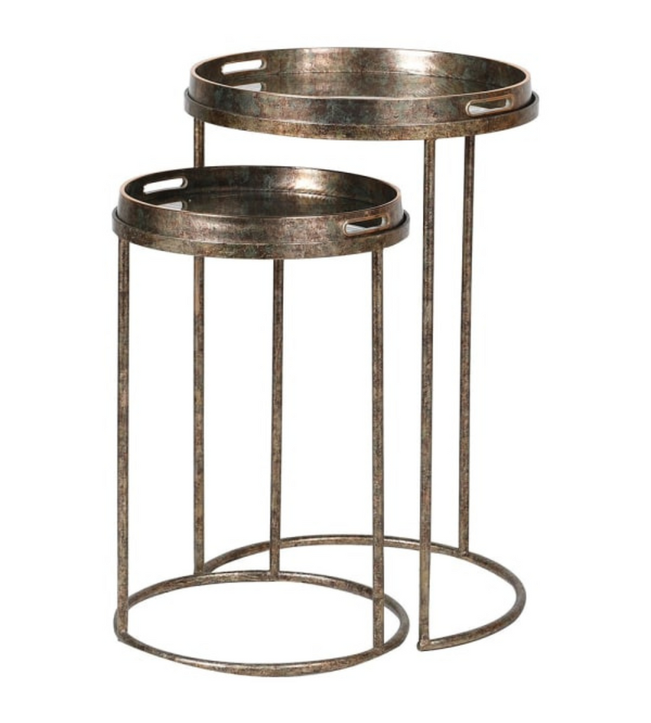 Set of 2 Mirrored Fern Tray Nest Tables | Luxury Nesting Side Tables ...