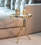 Glass Top Gold Round Side Table