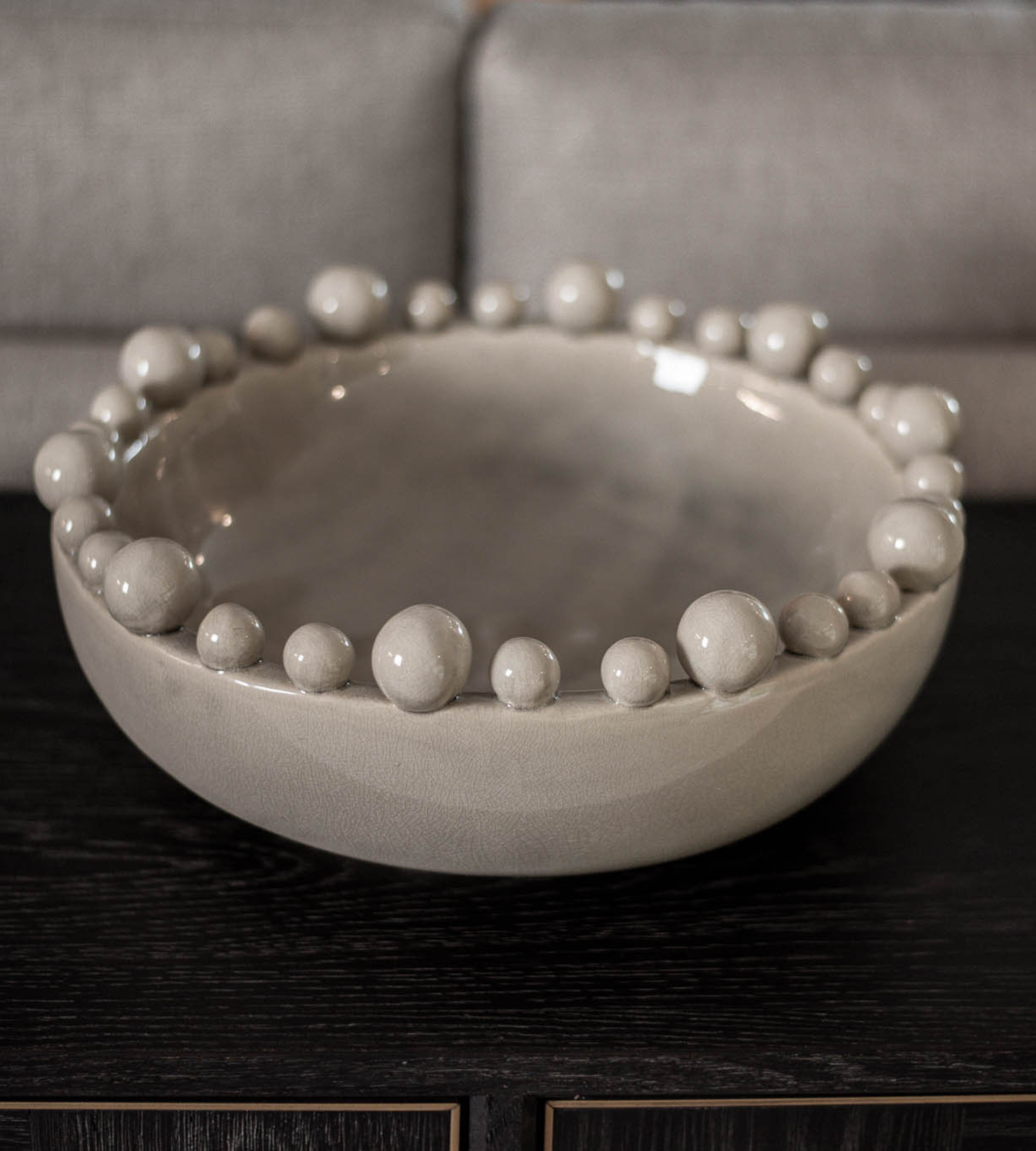 Cream Ceramic Bobble Edged Bowl