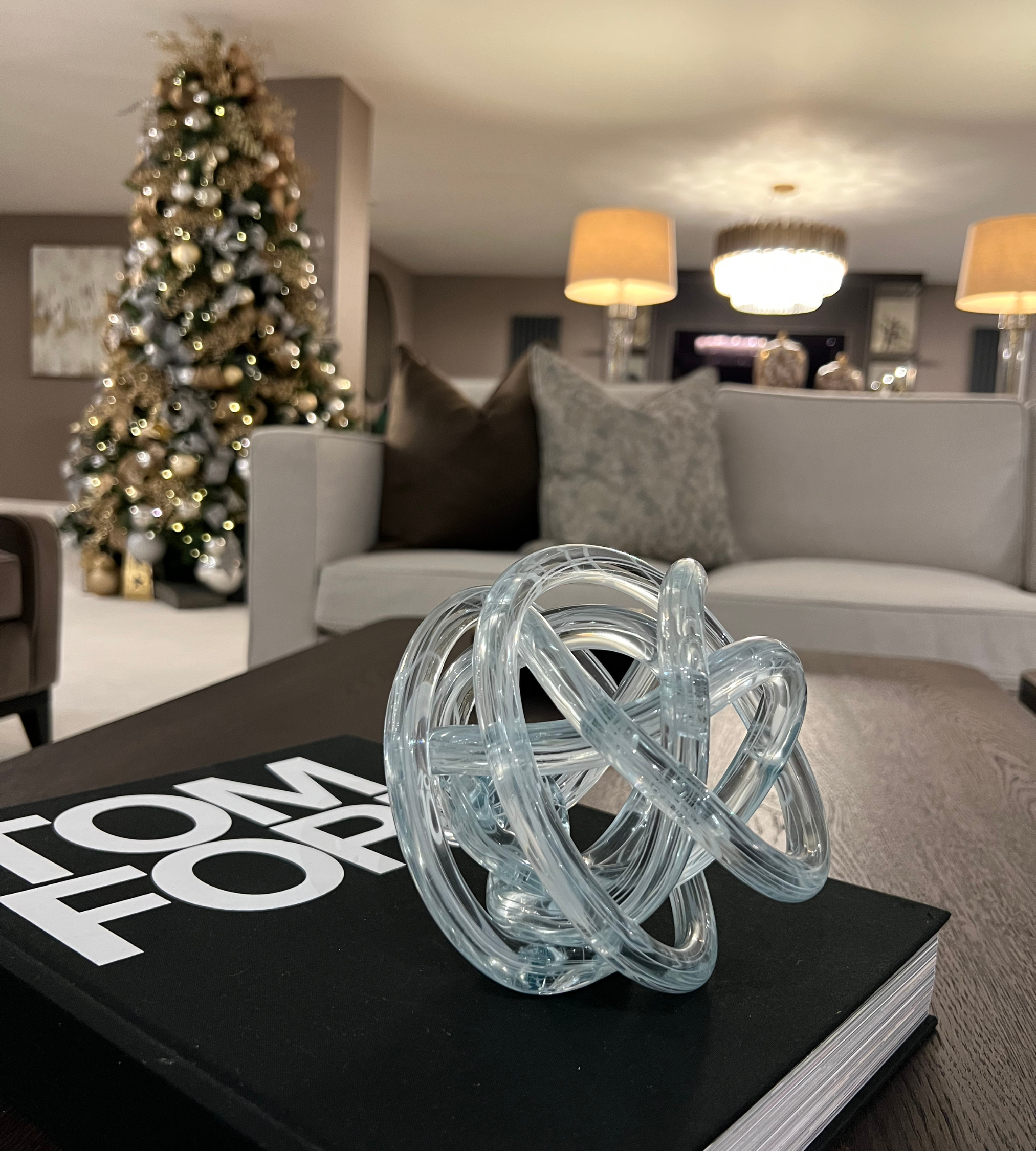 Clear Stripe Blown Glass Knot