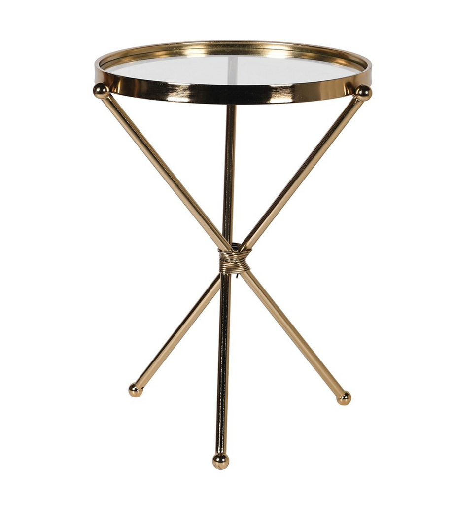 Glass Top Gold Round Side Table