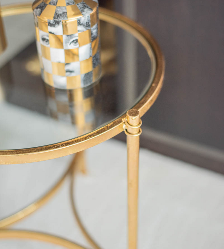 Gold Glass Round Side Table