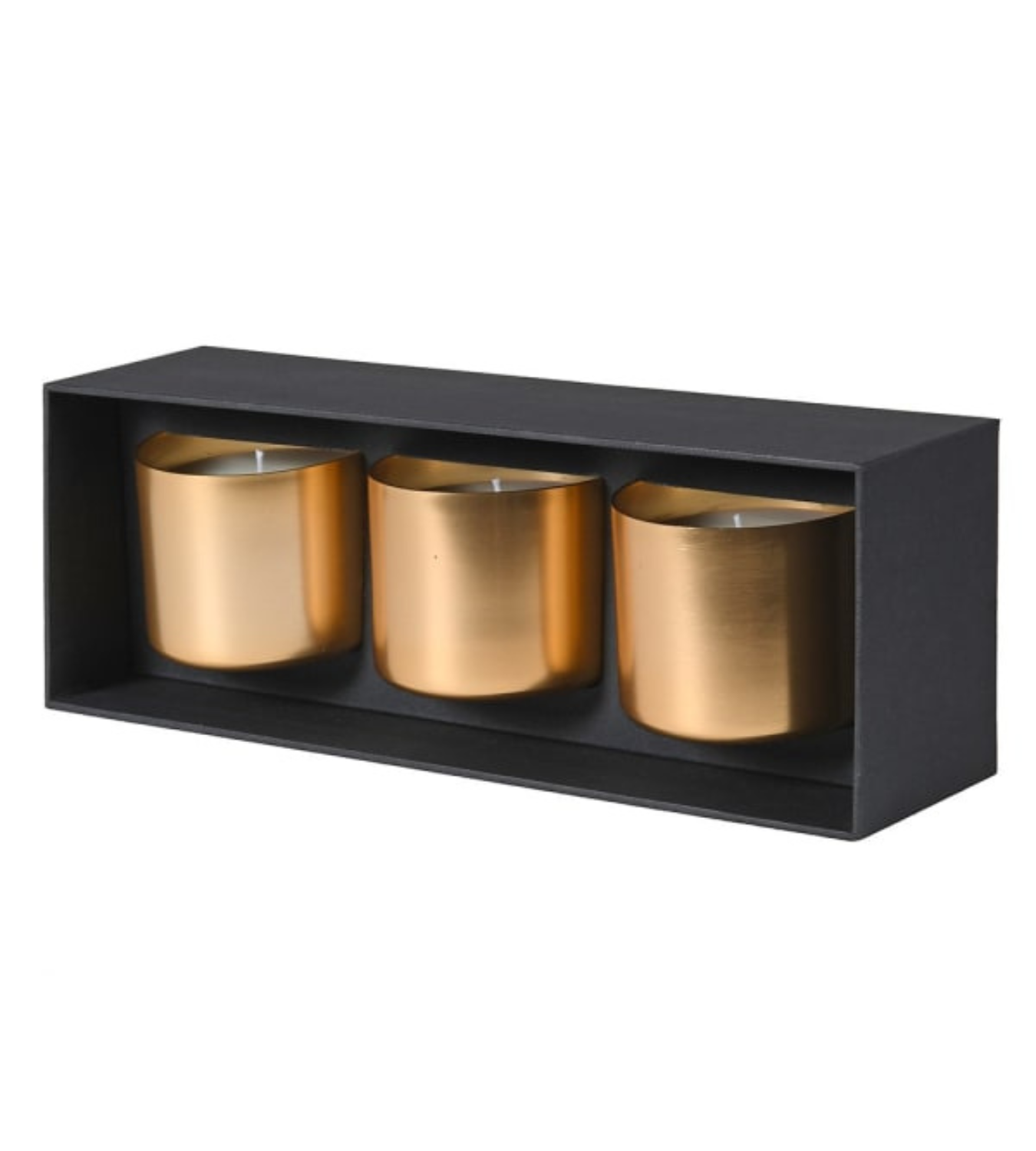 Set of 3 'White Sandalwood' Gold Candles