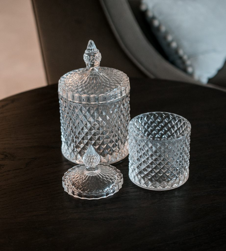 Small Cut Glass Jar with Lid