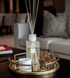 Round Gold Framed Metal & Glass Mirrored Tray