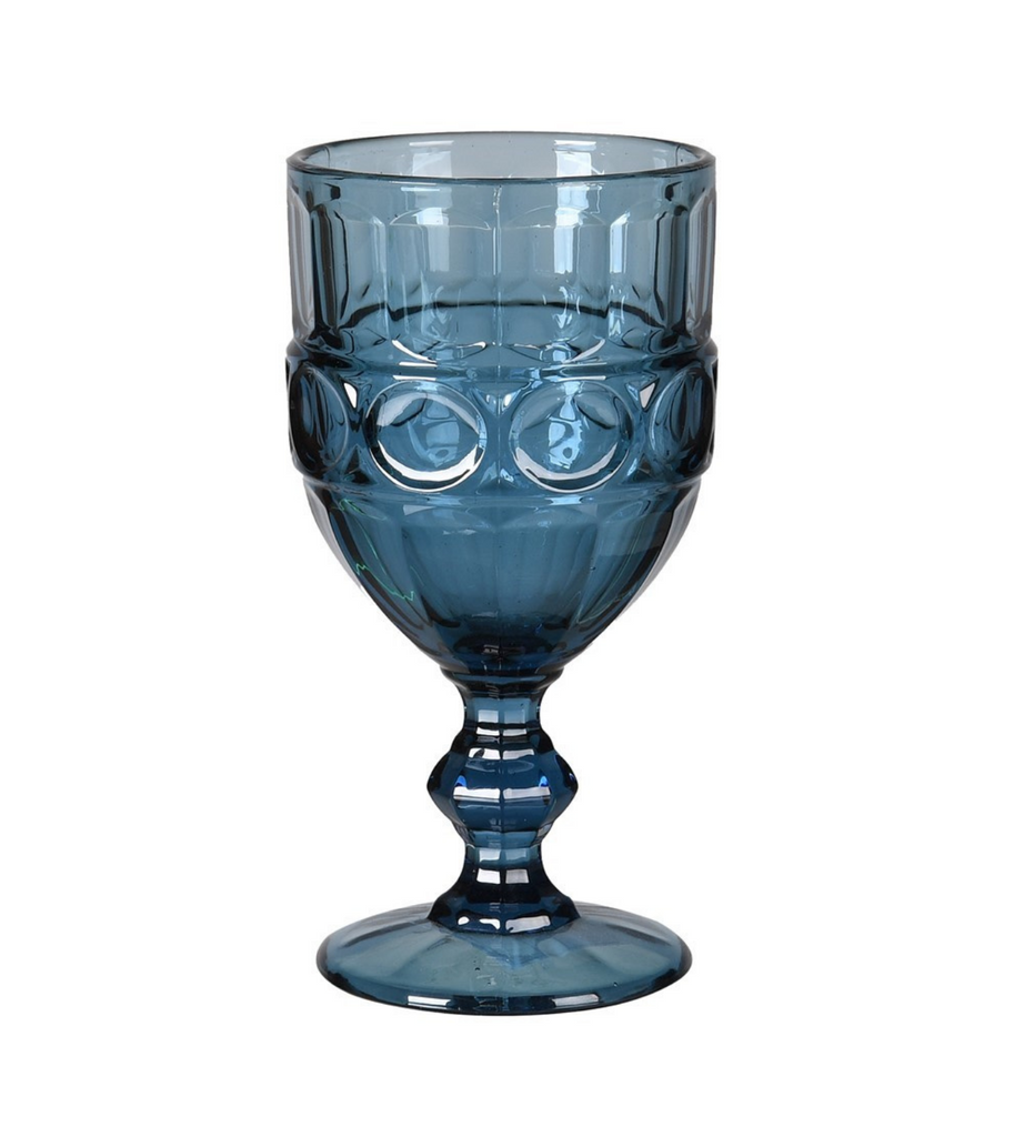 Set of 4 Blue Wine Goblets