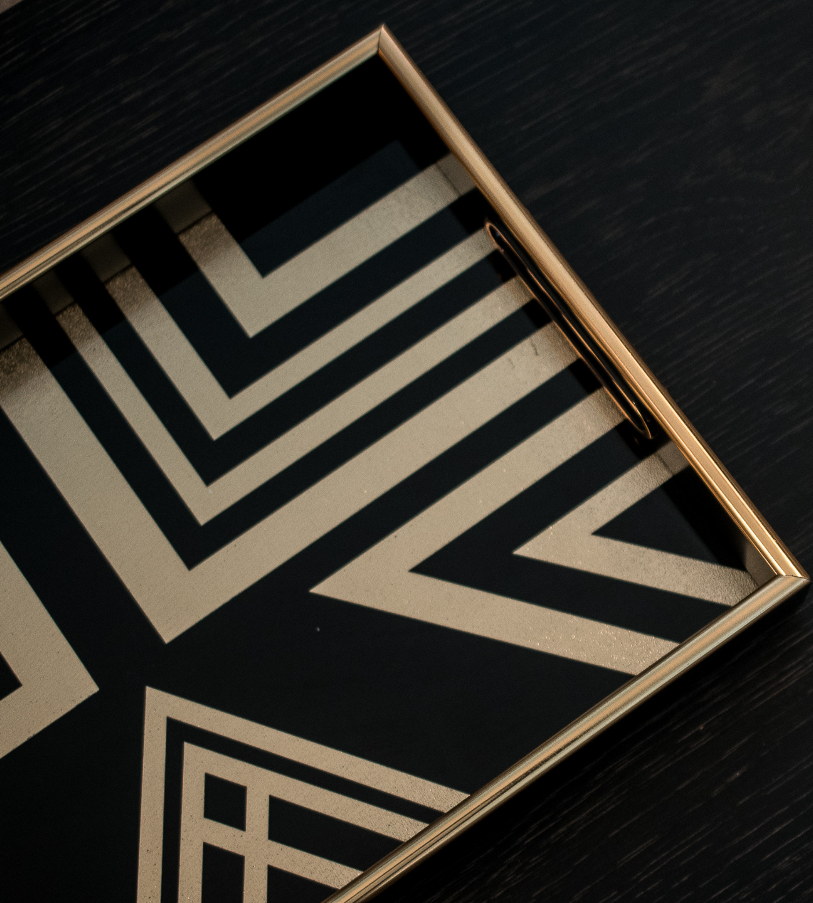 Art Deco Black and Gold Square Tray