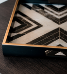 Black and White Square Deco Marbled Tray