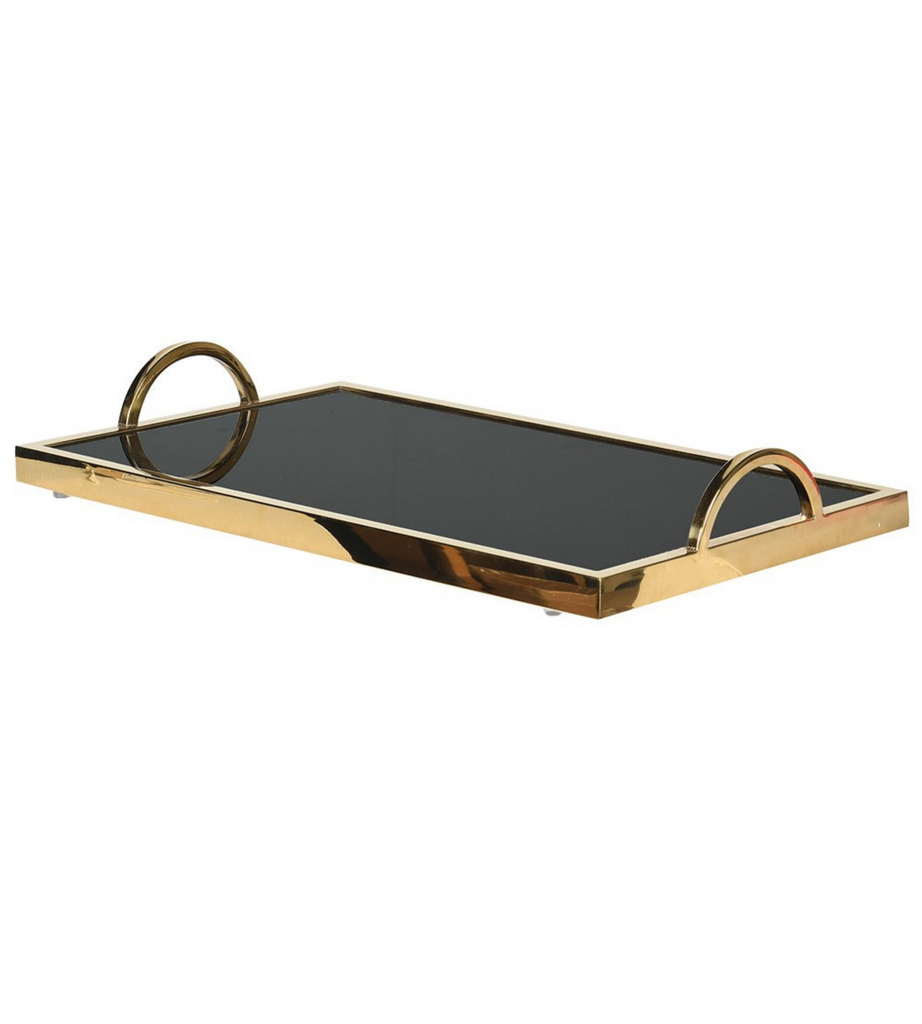 Gold and Black Glass & Metal Tray