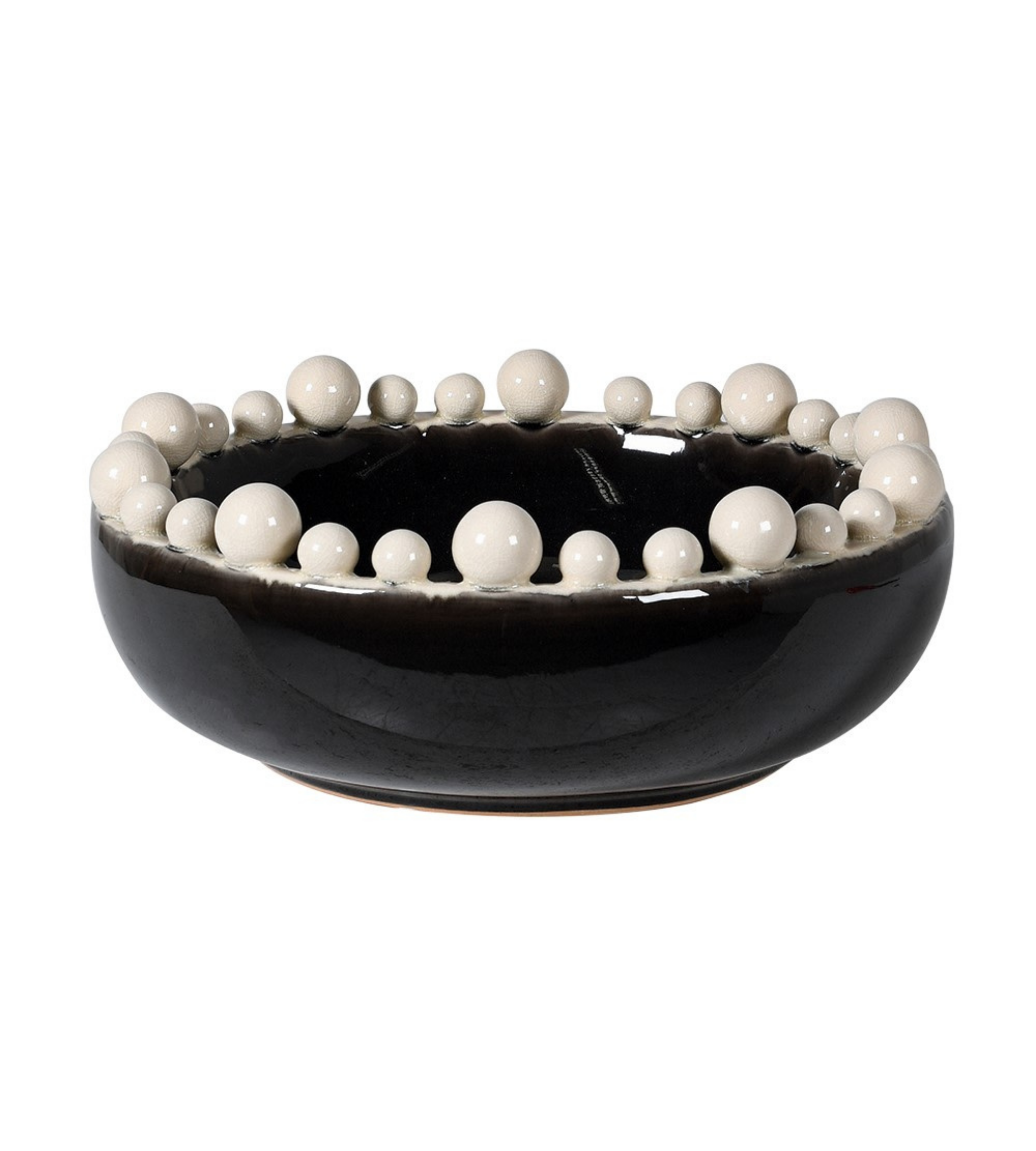 Black and Cream Ceramic Bobble Edged Bowl