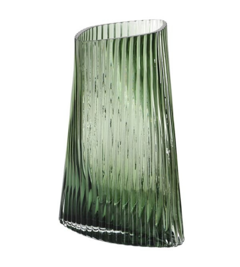 Green Ribbed Twist Vase