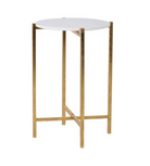 Faux White Marble Top Gold Side Table