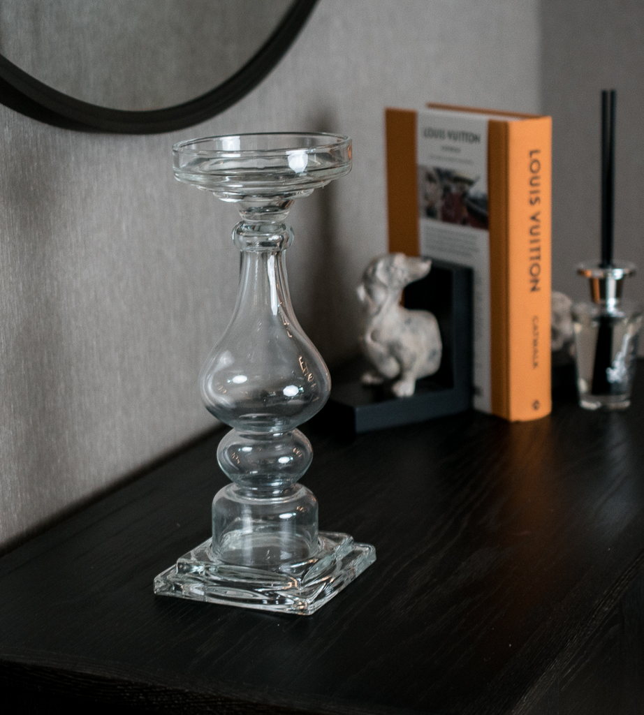 Large Glass Candlestick - Clear