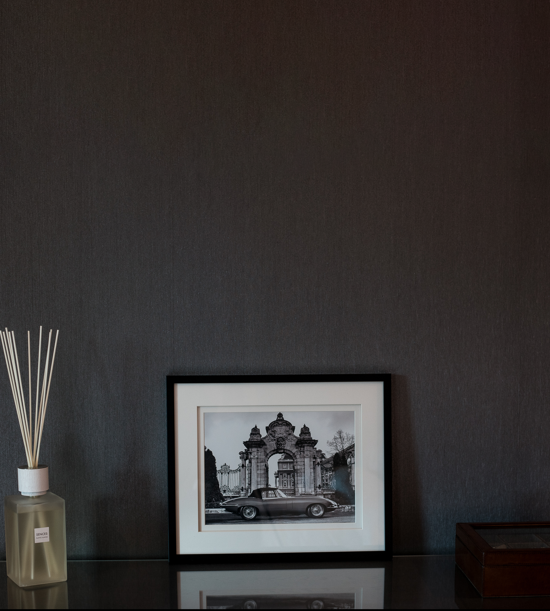 Framed Jaguar Car Picture - Black & White